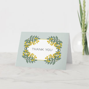 Yellow Flowers with Mint Accent Thank You Card
