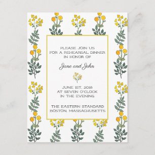 Yellow Flowers with Mint Rehearsal Invitation