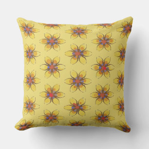 Yellow Flowers with Orange Buds Throw Pillow