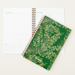 Yellow fluffy acacia wattle flowers planner