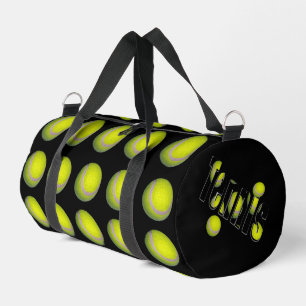 Yellow Fluffy Tennis Balls On Black,  Duffle Bag