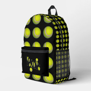 Yellow Fluffy Tennis Balls On Black,  Printed Backpack