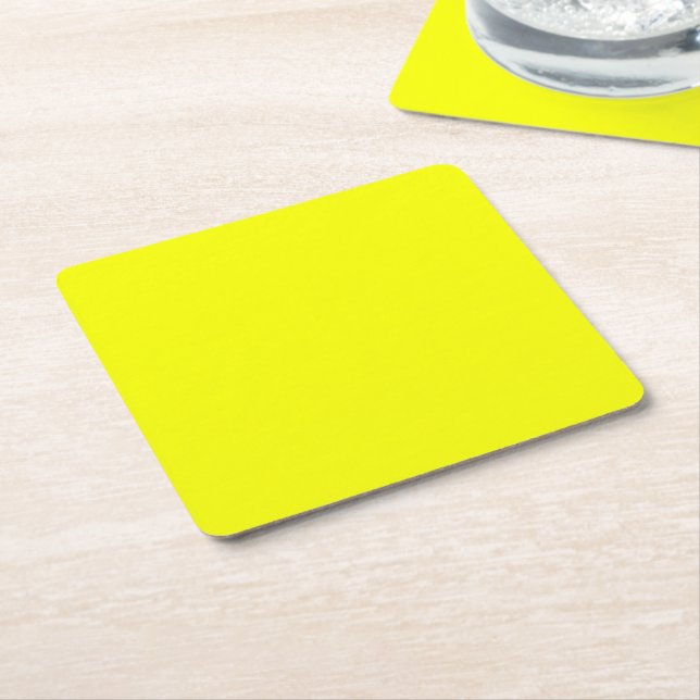 Yellow Fluo Neon Colour Customize This! Square Paper Coaster (Angled)