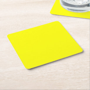 Yellow Fluo Neon Colour Customize This! Square Paper Coaster