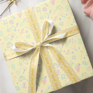 Yellow fluttering butterflies custom name satin ribbon