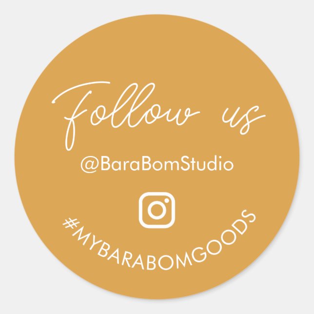 Yellow Follow us on Instagram Package Sticker (Front)