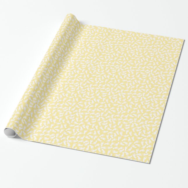 Yellow Foot Prints Baby Shower Wrapping Paper (Unrolled)