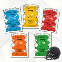 Yellow Football 1st One Hand drawn Birthday