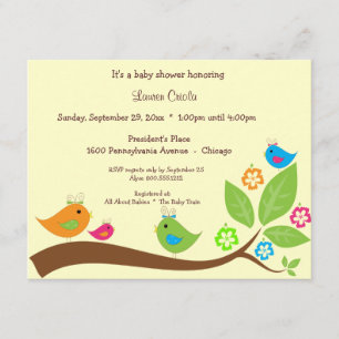 Yellow Four Birdies Baby Shower Invitation