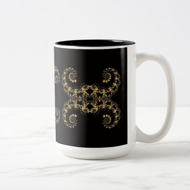 Yellow Fractal Curls Coffee Mug (Right)