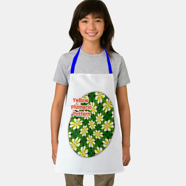 Yellow Frangipani Pattern Apron (Insitu)