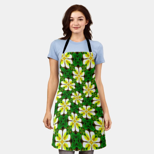 Yellow Frangipani Pattern Apron (Worn)