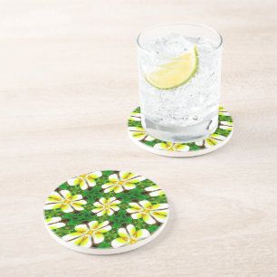 Yellow Frangipani Pattern Coaster