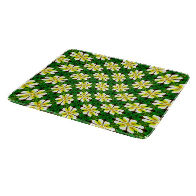 Yellow Frangipani Pattern Cutting Board (Corner)