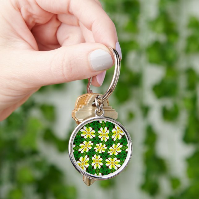 Yellow Frangipani Pattern Keychain (Hand)