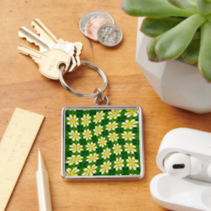 Yellow Frangipani Pattern Keychain