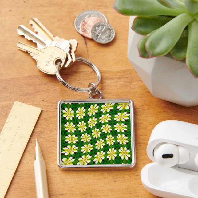 Yellow Frangipani Pattern Keychain (Desk)