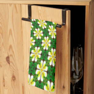 Yellow Frangipani Pattern Kitchen Towel