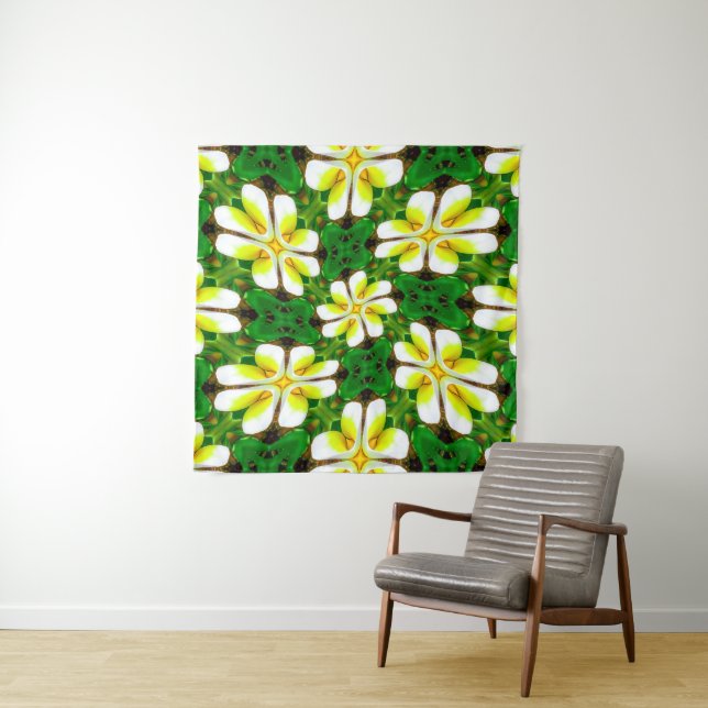 Yellow Frangipani Pattern Tapestry (In Situ)