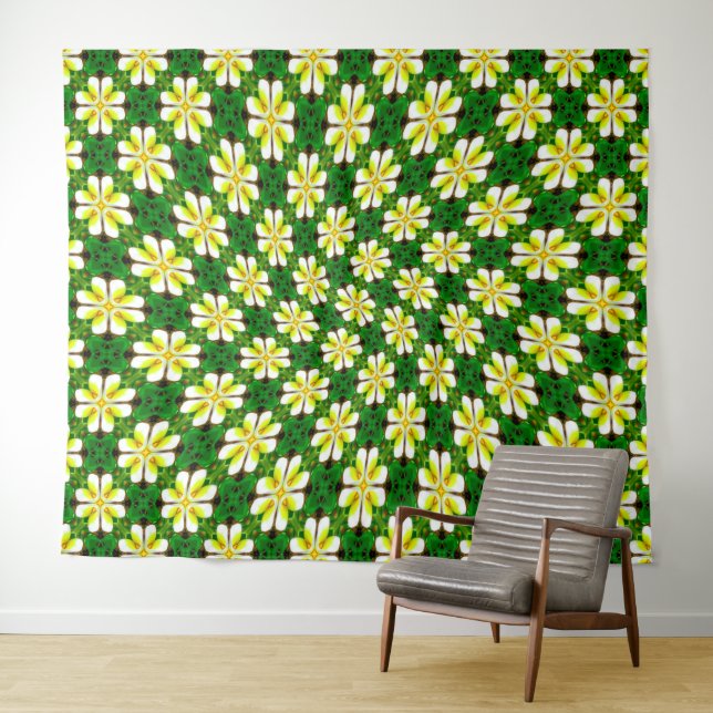 Yellow Frangipani Pattern Tapestry (In Situ (Horizontal))