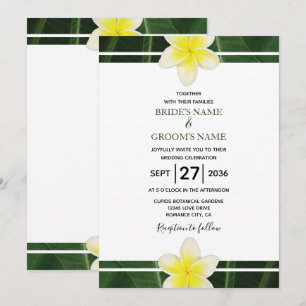 Yellow Frangipani Plumeria Wedding Invitations