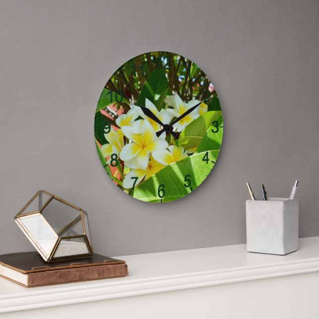 Yellow Frangipanis Growing On A Tree, Large Clock (Office)