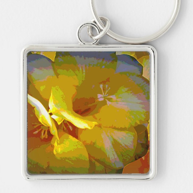 Yellow Freesia Digital Manipulation Keychain (Front)