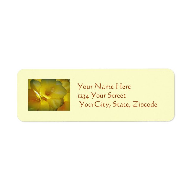 Yellow Freesia Floral Address Label (Front)