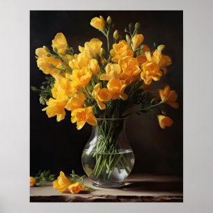 Yellow Freesia Flowers Art Print Poster