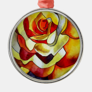 Yellow Freesia watercolor original aer flower Metal Ornament