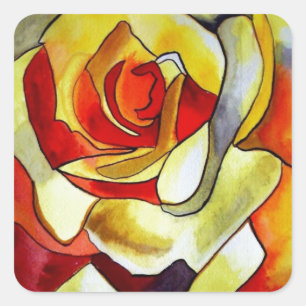 Yellow Freesia watercolor original aer flower Square Sticker
