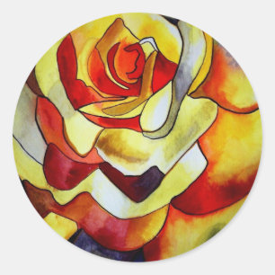 Yellow Freesia watercolor original art flower Classic Round Sticker