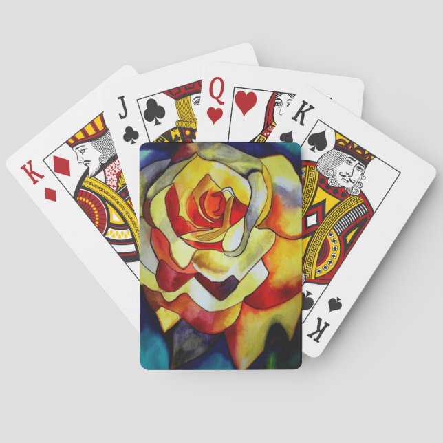 Yellow Freesia watercolor original art flower Playing Cards (Back)