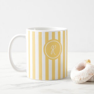 Yellow French Beach Stripe Personalized Monogram Coffee Mug