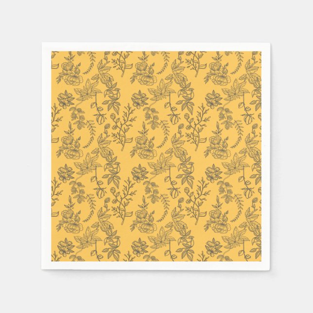 Yellow French country floral pattern   Napkin (Front)