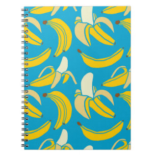 yellow fresh fruit tropical banana seamless patter notebook