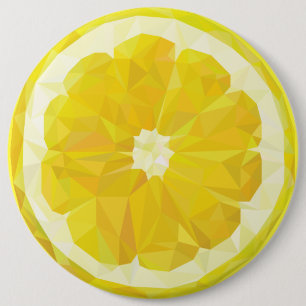 Yellow fresh sour lemon slice modern 6 inch round button