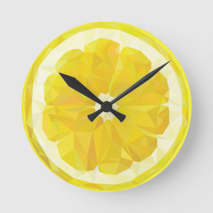 Yellow fresh sour lemon slice modern  round clock