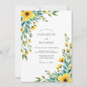 Yellow Fresh Wildflower Wedding Invitation