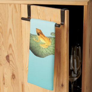 Yellow Frog on Lotus Leaf Kitchen Towel