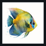 Yellow fronted angelfish in watercolor poster<br><div class="desc">Perfect for bedrooms, bathrooms and living areas in your coastal beach house. This print features a watercolor painted yellow fronted angelfish in shades of yellow and blue. It matches our seaside decoration collection.</div>