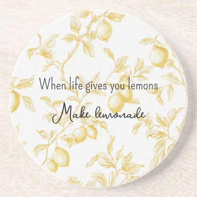 Yellow Fruit Lemons Make Lemonade Coaster (Front)