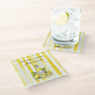 Yellow Fruit Lemons Make Lemonade Glass Coaster