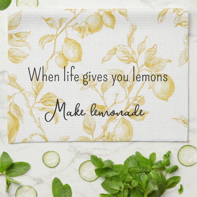 Yellow Fruit Lemons Make Lemonade Kitchen Towel (Folded)