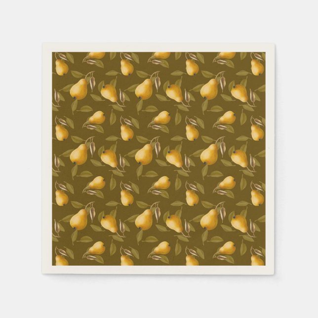 Yellow fruits pattern pears napkin (Front)