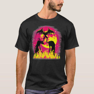 Yellow Full Moon Cryptids Mothman Wendigo in T-Shirt