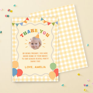 Yellow Fun Colourful Birthday Party Thank You Card