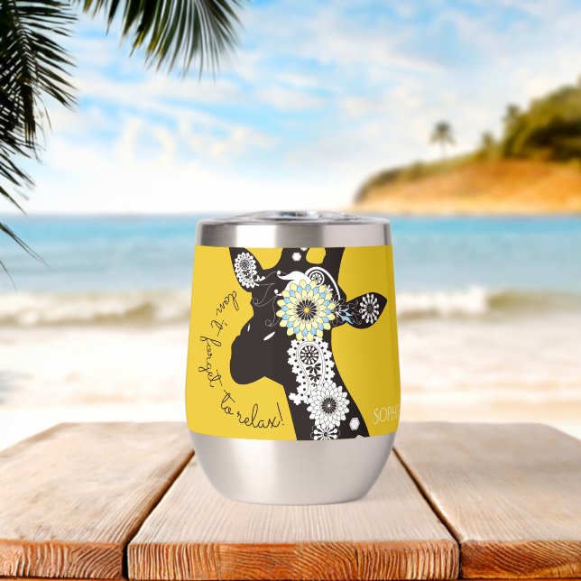 Yellow Funky Funny Giraffe Relax Personalized (Beach (Rotated))