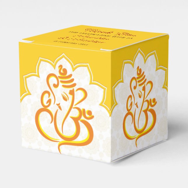 Yellow Ganesha with mandala background  Favor Box (Front Side)