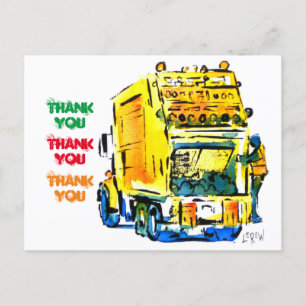 Yellow Garbage Truck #130704 Postcard